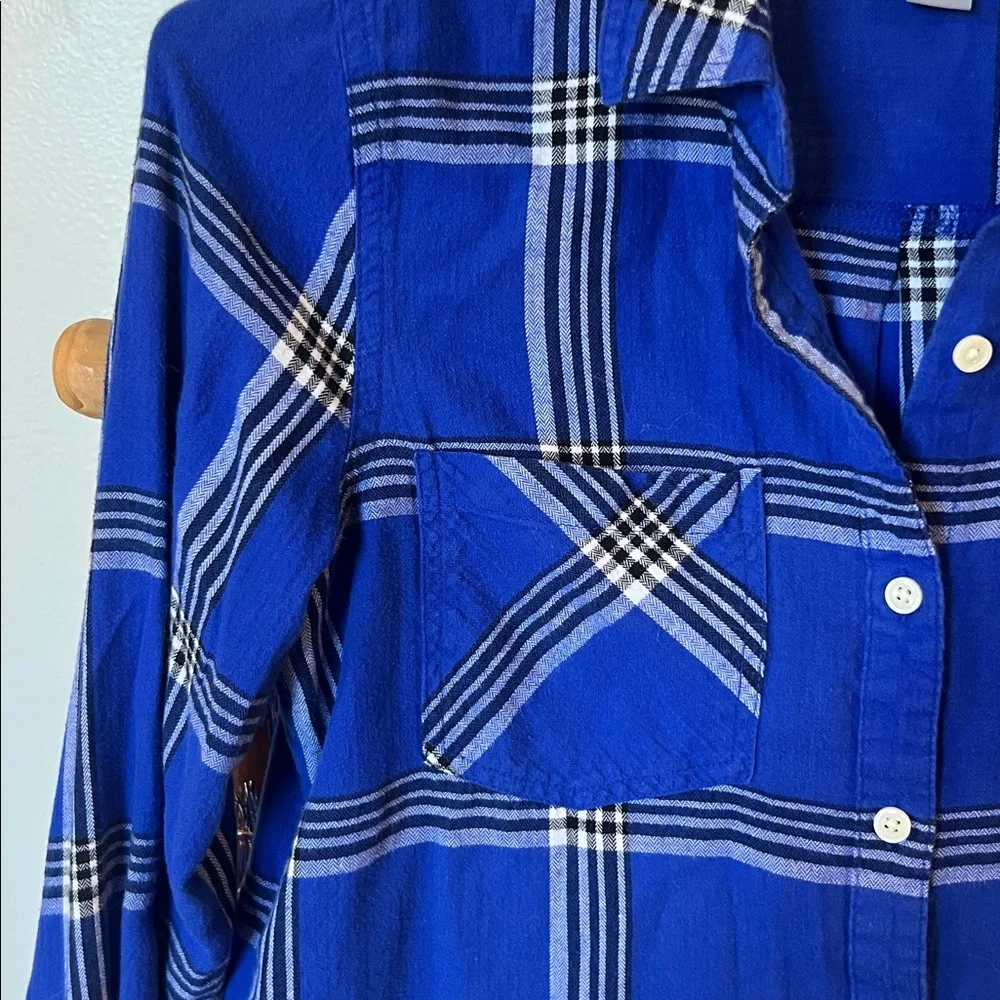 Old Navy Royal Blue Plaid Shirt - Picture 2 of 4